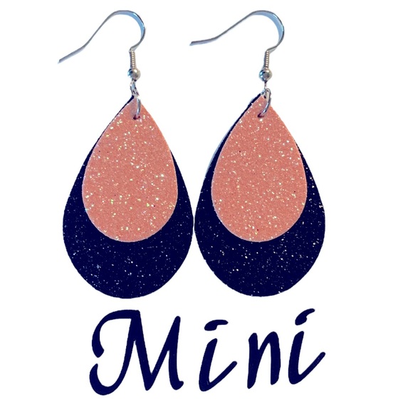 Jewelry - 🖤Pick Any 3 for $12🖤 Mini Faux Leather Teardrop Earrings Sparkle